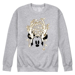 Men's - Disney - Mickey Antlers Gold Glitter Graphic Fleece Sweatshirt - 1 of 4