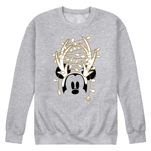 Men's - Disney - Mickey Antlers Gold Glitter Graphic Fleece Sweatshirt - image 1 of 4