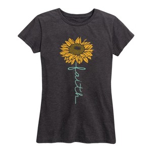 Women's - Instant Message - Faith Sunflower Stem Short Sleeve Graphic T-Shirt - 1 of 4