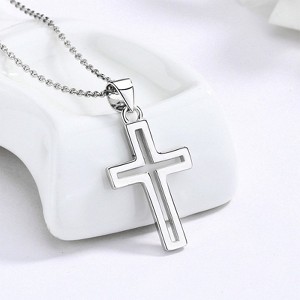 BEAFUP Sterling Silver Cross Pendant Necklace for Women, Minimalist Choker Chain,Tarnish-Resistant, Perfect for Daily Wear - 1 of 4