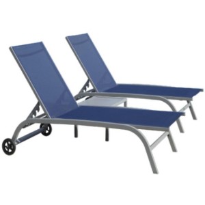 PAGED Outdoor Lounge Chairs Set with Wheels,Outdoor Chaise Lounge with 5 Adjustable Position for Patio,Beach,Yard - 1 of 4