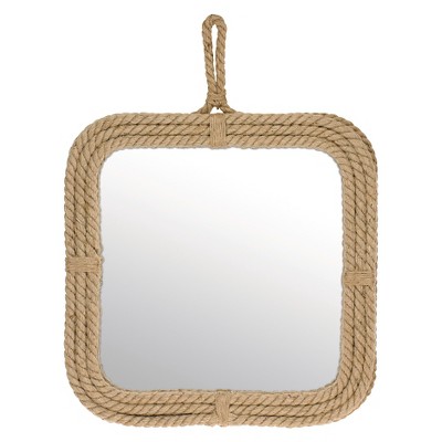 23" x 17.3" Decorative Wall Mirror with Rope Trim Tan - Stonebriar Collection