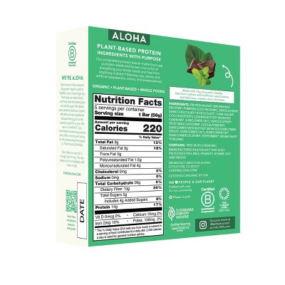 ALOHA Chocolate Mint Protein Bars - 9.88oz/5ct