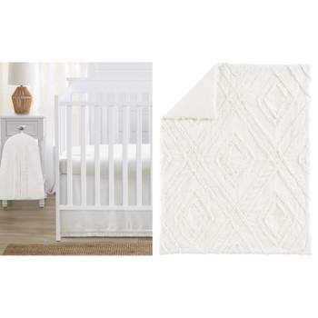 Sweet Jojo Designs Gender Neutral Unisex Baby Crib Bedding Set - Diamond Tuft Ivory Off White 4pc