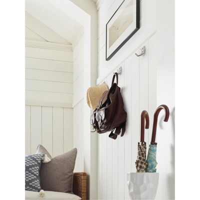 Satin Nickel Double Prong Decorative Wall Hook