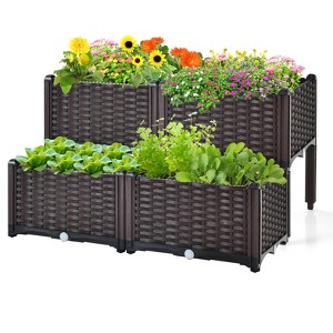 Tangkula Outdoor 2 Set/4 Set Planter Vertical Elevated Raised Garden Bed Planter Box Kit for Backyard Patio - 1 of 4