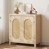 Buffet Kitchen with Storage Rattan Cabinet, Wood Coffee Bar Cupboard Console Table with Doors and Shelves for Hallway, Entry, Living Room - 4 of 4