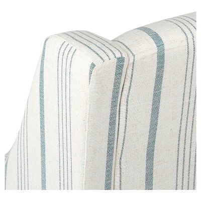 Calypso Blue Striped Modern Swoop Accent Armchair