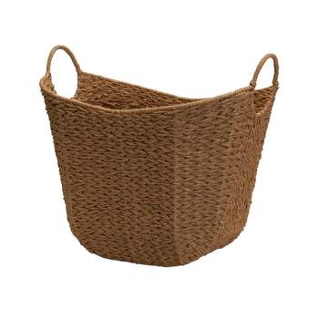 HOUSEHOLD ESSENTIALS Rich Brown Stained Paper Rope Set of 3 Basket
