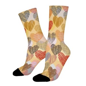 Color Doodle In Heart Shape Women Printed Crew Socks Funny Funky Socks Soft Polyester Novelty Gifts for Artists Men - 1 of 1