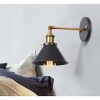 Dewdrop Vintage Industrial Wall Light Fixture, Black Metal Cone Shade Sconce for Bedroom, Living Room, Hallway - 2 of 4