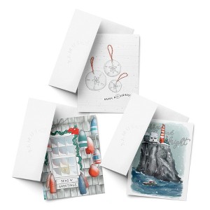 Season's Greetings, Happy Holiday Sand Dollar, Merry and Bright Winter/Holiday/Christmas Greeting Card Pack Sets (3 ct, Assorted) by Ramus & Co - 1 of 4