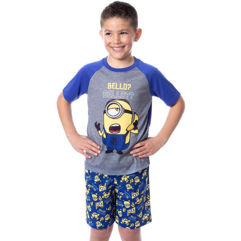 Despicable Me Boys' Minions Bello? Raglan Sleep Pajama Set Shorts Shirt Multicolored, 1 of 6