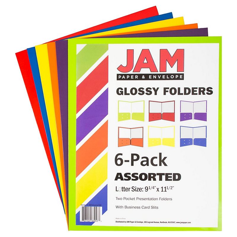 JAM 6pk Glossy Paper Folder 2 Pocket - Multicolor, 3 of 14