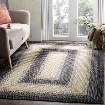 Handmade Black and Beige Braided Reversible Area Rug