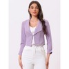 INSPIRE CHIC Women's Regular Fit Notched Lapel Ruched Sleeve Business Crop Blazer - 2 of 4