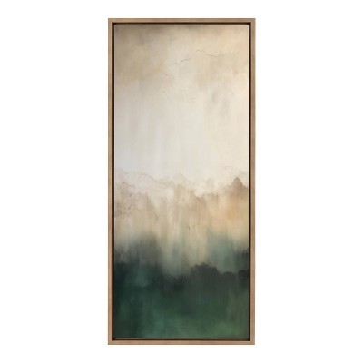 Green Mountain Abstract II Framed Canvas Wall Art, 18x40 Gold