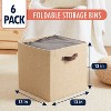 Ornavo Home 6 Pack Jute Fabric Storage Cube Bin with Faux Leather Handles - 2 of 4