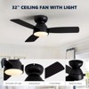Ludomide 32 Inch Modern Dimmable LED Ceiling Fan With Light And Remote/APP Control, Smart Black Low Profile Flush Mounted Fan Lights Ceiling Fixtures - 4 of 4