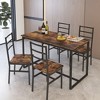 KTMBDW Bar Table with Stools Set of 5, Industrial 5 Piece Counter Height Small Dining Sofa Table and Chairs Set of 5 - 2 of 4