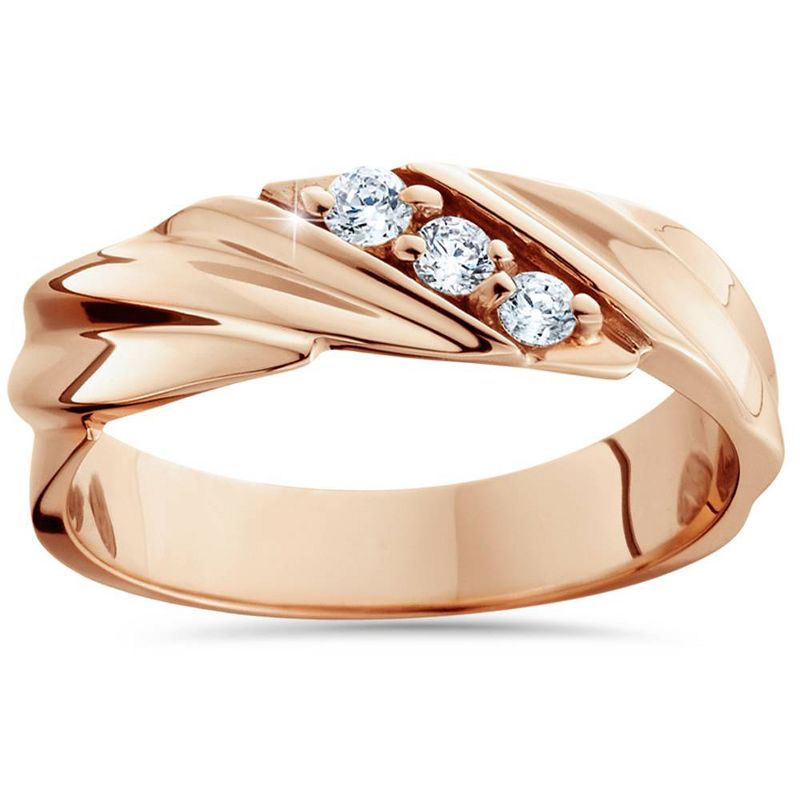 Pompeii3 1/10ct Diamond 14K Rose Gold Mens Wedding Ring, 1 of 4