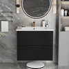 KWPZQEB 24/30/36" Fluted Floating Bathroom Vanity Cabinet, Freestanding Wall Mounted Vanity With Drawer, Modern Storage Cupboard for Bathroom - 3 of 4