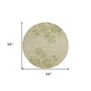 Khaki Ivory And Green Floral Washable Indoor Outdoor Area Rug - 3 of 4