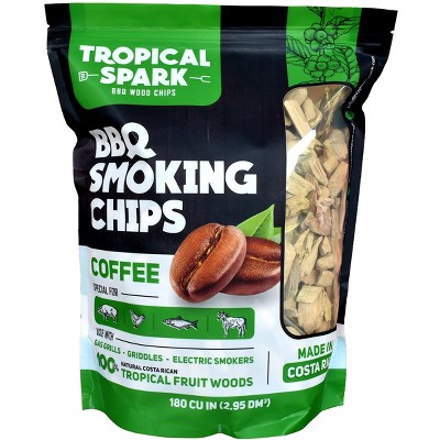 TROPICAL SPARK Wood Chips  Perfect for BBQ, Smoking, Grilling, Bake, Roast, Braise  Premium 100% All-Natural  Coffee  180 cu in Bag