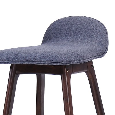 Mid-Century Modern Charcoal Grey Upholstered Barstools, Set of 2