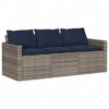 vidaXL Patio Dining Set - 2-Piece Gray Poly Rattan Garden Furniture with Cushioned Sofa and Tempered Glass Table - for Patio, Backyard, Garden - 4 of 4