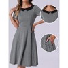 Allegra K Women's Houndstooth Boat Neck Short Sleeve Elegant A-Line Dress - 2 of 4