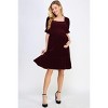 Hello Miz Women's Velvet Empire Waist Puff Sleeve Smocked Neck Maternity Dress - 4 of 4