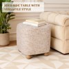 Bekrvio Cube Pouf Ottoman with Wood Legs, Chenille Vanity Stool & Square Footrest,Upholstered Ottoman for Living Room/Bedroom,500 lbs Capacity - 3 of 4