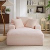 Oversized Corduroy Modern Armless Chaise Lounge Chair with No Assembly Required and Comfy Sleeper Function - 2 of 4