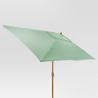 9.68' x 9.68' Rectangle Umbrella - Aqua - Medium Wood Finish - Threshold™