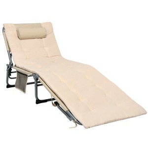 Tangkula 4-Level Oversize Folding Chaise Lounge Adjustable Outdoor Beach with Removable Cushion - 1 of 4