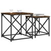 vidaXL Nesting Coffee Table Set of 2 - Smoked Oak Engineered Wood with Metal Frame for Living Room, Office - Versatile Furniture - 3 of 4