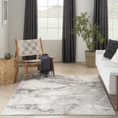 Elation Ivory Abstract 5' x 7' Soft Synthetic Area Rug