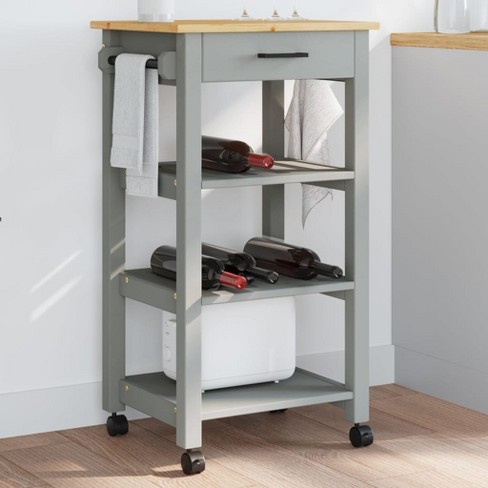 vidaXL Kitchen Trolley MONZA 18.9 in.x15.7 in.x35.4 in. Solid Wood Pine - image 1 of 4