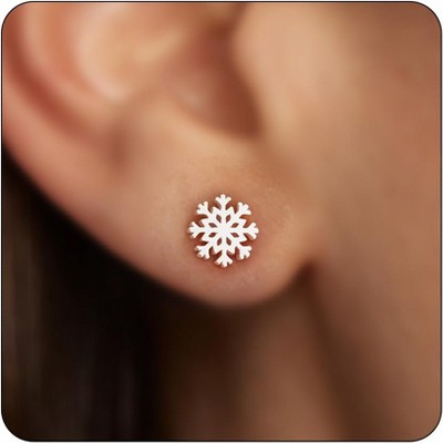 Gold & Silver Stud Earrings Set: Hypoallergenic Bow & Snowflake Designs for Sensitive Ears.