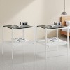 KWPZQEB Set of 2 Rectangle End Table with Tempered Glass Tabletop, Nightstand with 2-Layer Storage Shelves for Small Spaces, Living Room, Bedroom - 2 of 4
