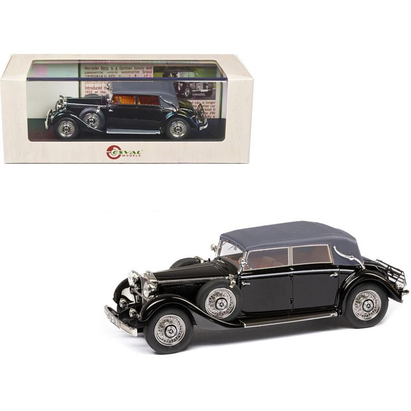 1933-37 Mercedes-Benz 290 W18 Lang Cabriolet D (Top Up) Black with Gray Top Limited Ed to 250 pcs 1/43 Model Car by Esval Models, 1 of 6