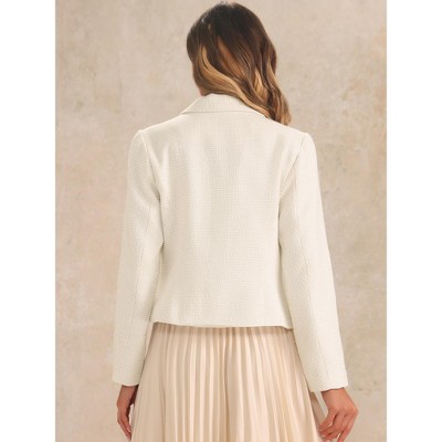 Allegra K Women's Lapel Collar Long Sleeve Blazer Jackets Medium White — фото 3