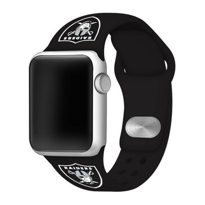 NFL Oakland Raiders Apple Watch Compatible Silicone Band 42mm - Black