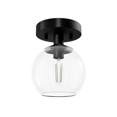 Matte Black Mini Globe Pendant Light with Clear Glass