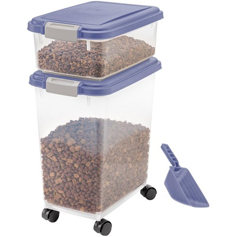  IRIS USA 33qt/25lbs Airtight Pet Food Container With Casters,  Navy : Pet Food Storage Products : Pet Supplies