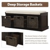 PAGED Rustic Storage Bench with 3 Removable Classic Rattan Basket, Linen Blend Ottoman with Storage & Removable Cushion, Entryway Bench -No Assembly - 3 of 4