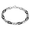 Steeltime 24" and 8.5" Men's two tone stainless steel figaro chain set. Color Option: Silver/Gold, Silver/Black, Black/Gold - 3 of 4