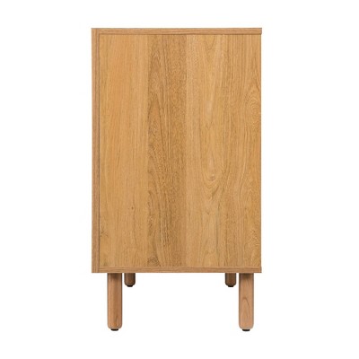 Sango Orre Contemporary Mixed Material Rattan 2-Door Cabinet, Brown