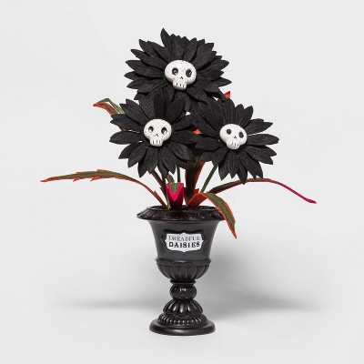 Ghoulish Garden Dreadful Daisies Faux Halloween Creepy Succulent with Medium Black Planter - Hyde & EEK! Boutique™